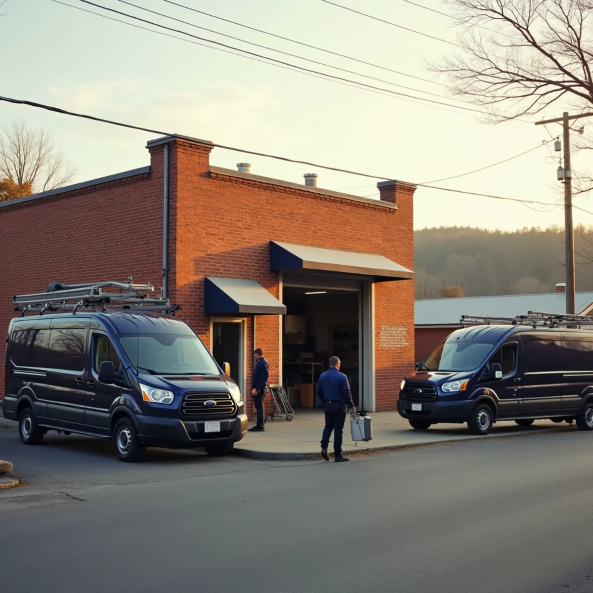 HVAC Carlisle PA technicians outside the Beech Street shop in Carlisle, Pennsylvania