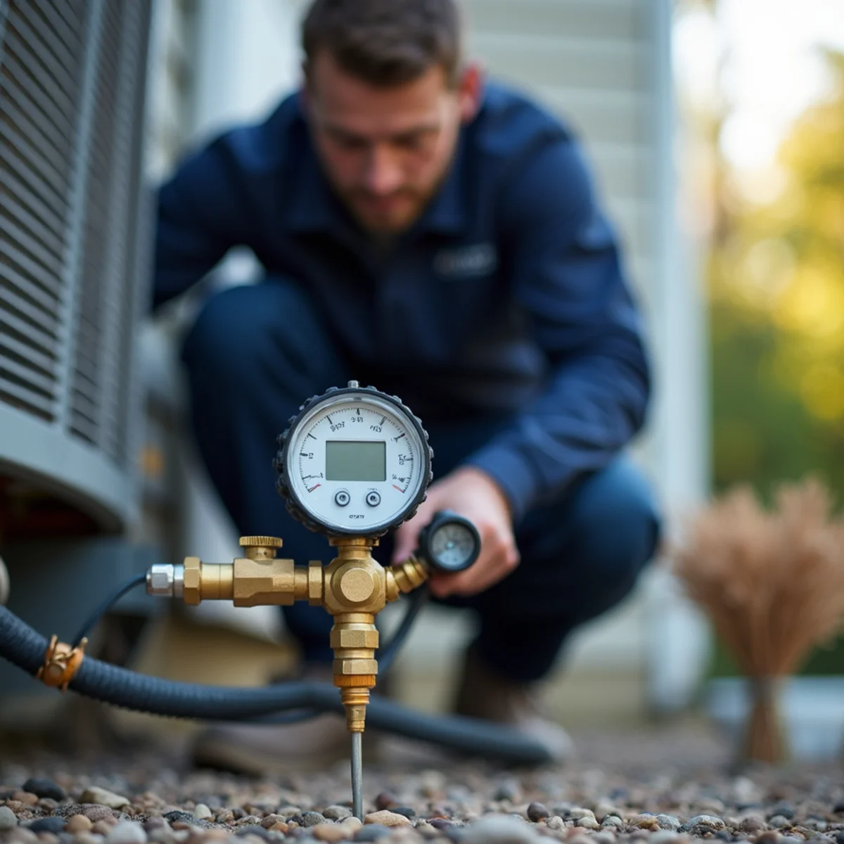 Deep vacuum evacuation with a micron gauge during air conditioner installation in Carlisle, PA