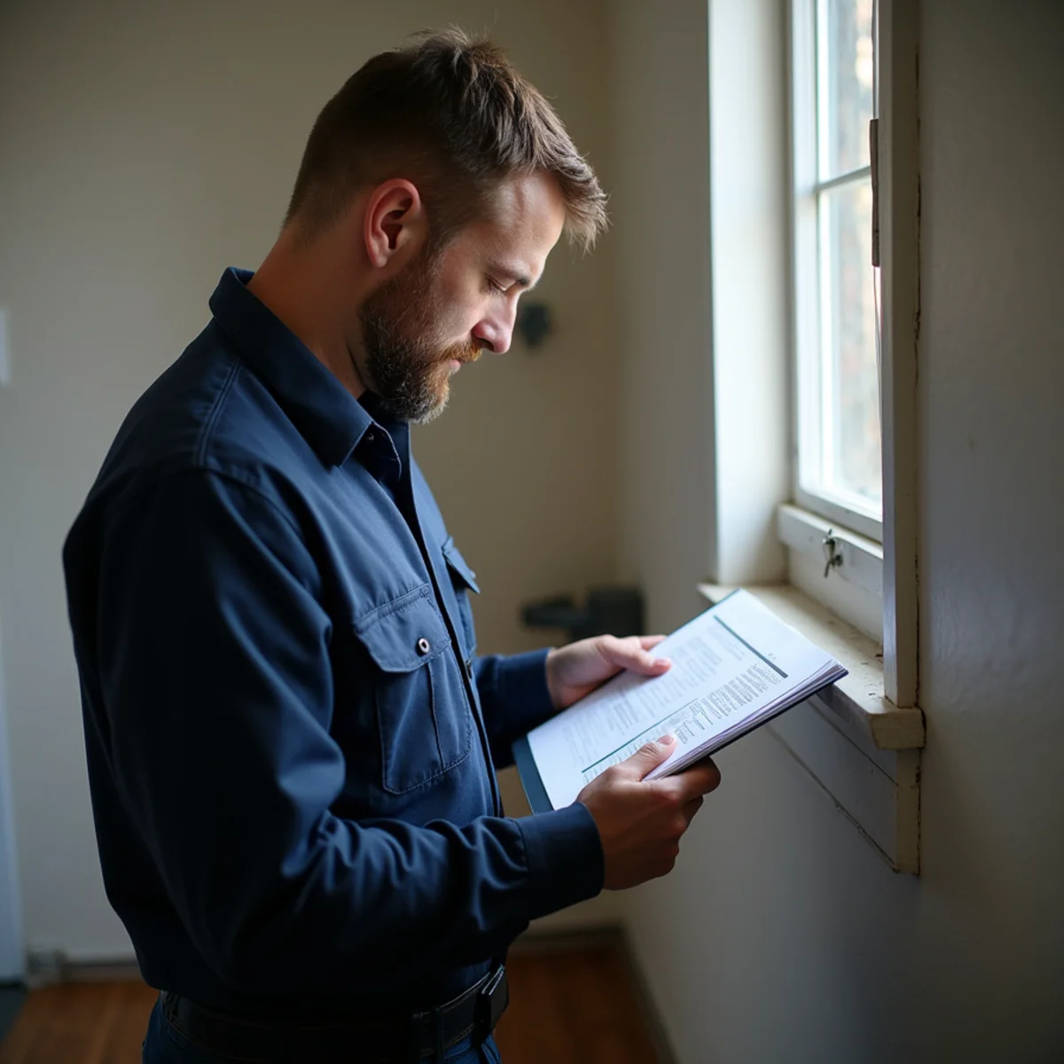HVAC technician documenting equipment condition in a Carlisle, PA rental property
