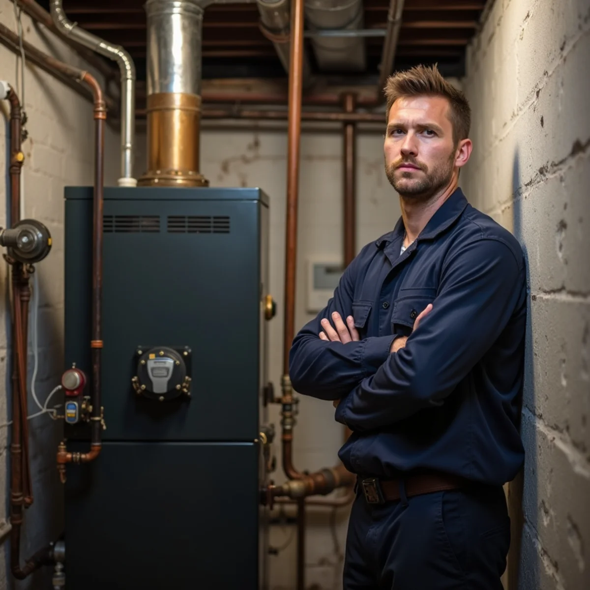 Cast-iron boiler and near-boiler piping in a historic Carlisle, PA basement