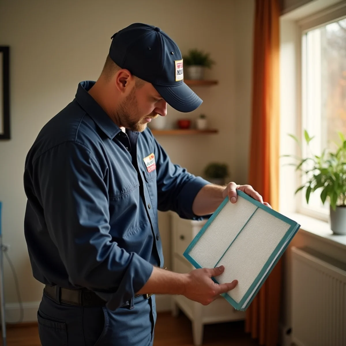 Comparing a loaded one-inch filter and a media cabinet filter in a Carlisle, PA home