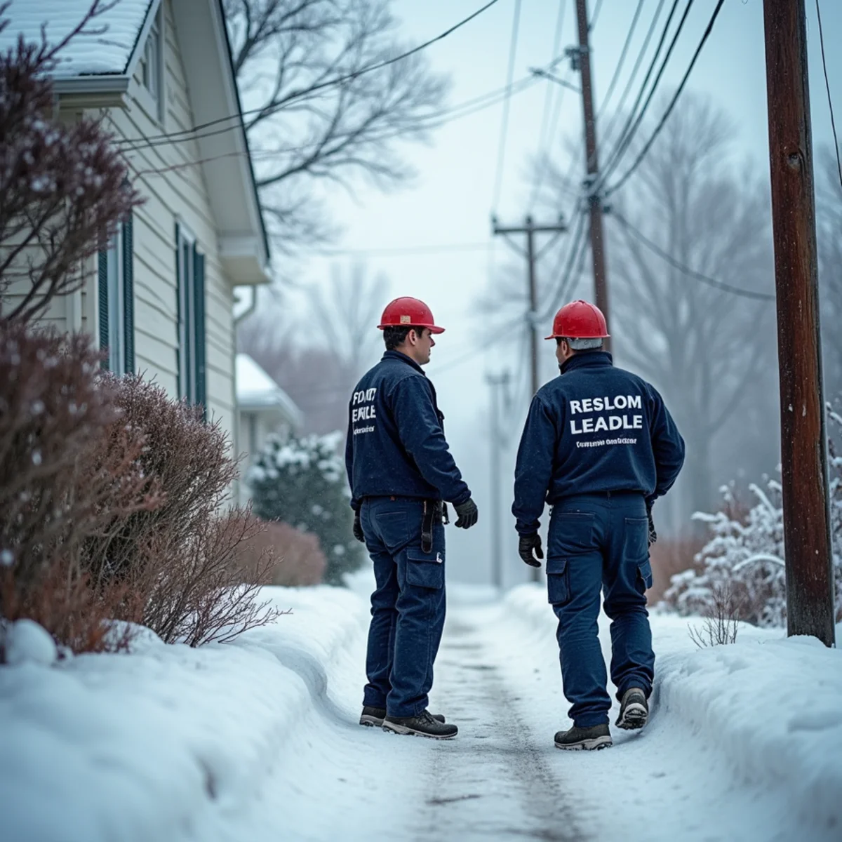 Ice-covered trees and power lines during a winter storm in Carlisle, PA