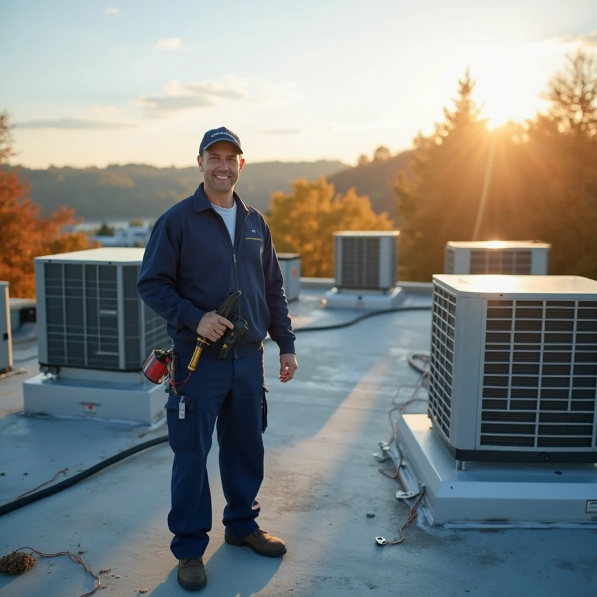 Commercial rooftop HVAC units on a Cumberland County, PA building