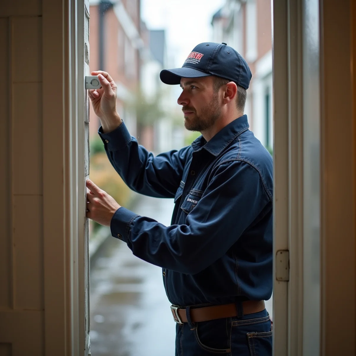 Technician measuring register airflow in a Carlisle, PA rowhome