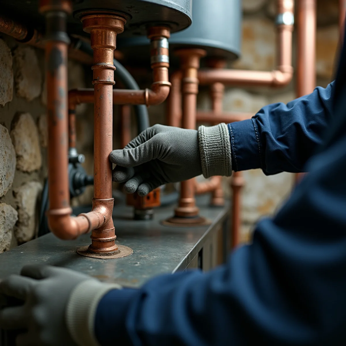 Near-boiler piping inspection during a hydronic boiler repair in Carlisle, PA