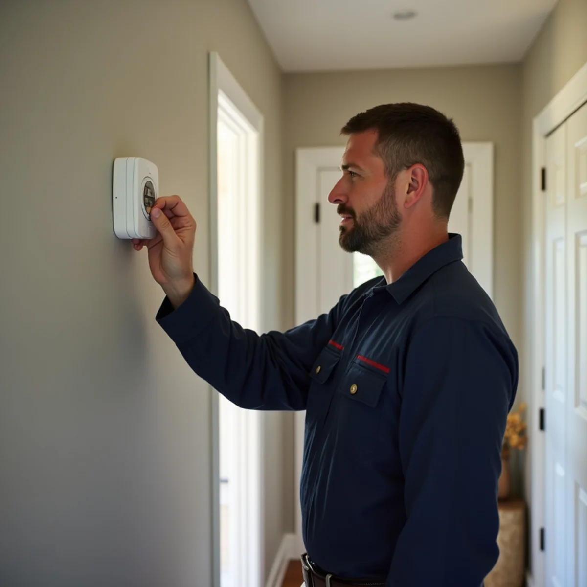 Checking carbon monoxide alarm placement and expiry date in a Carlisle, PA home