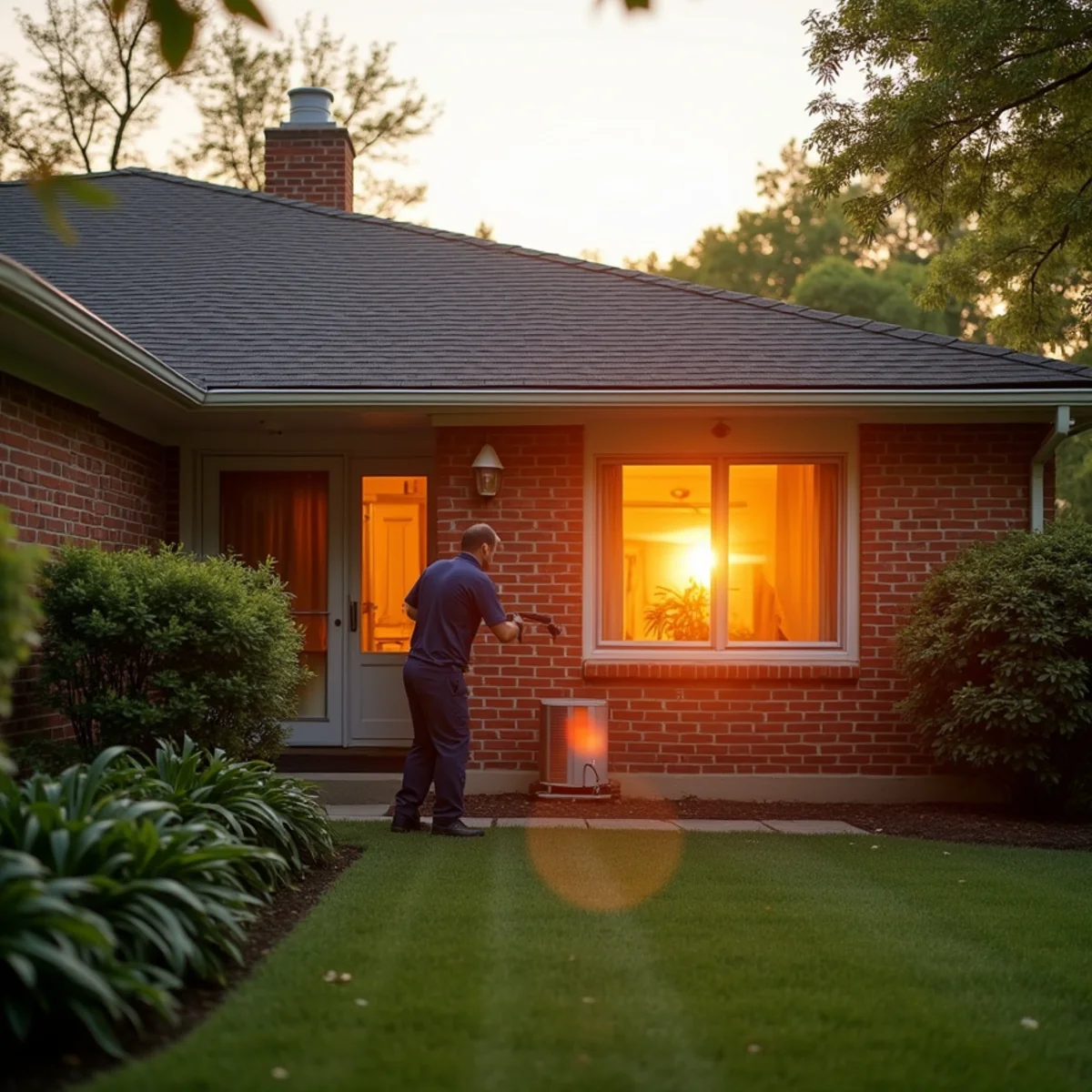 Late afternoon western sun loading the back bedrooms of a Bellaire ranch home in Carlisle, PA