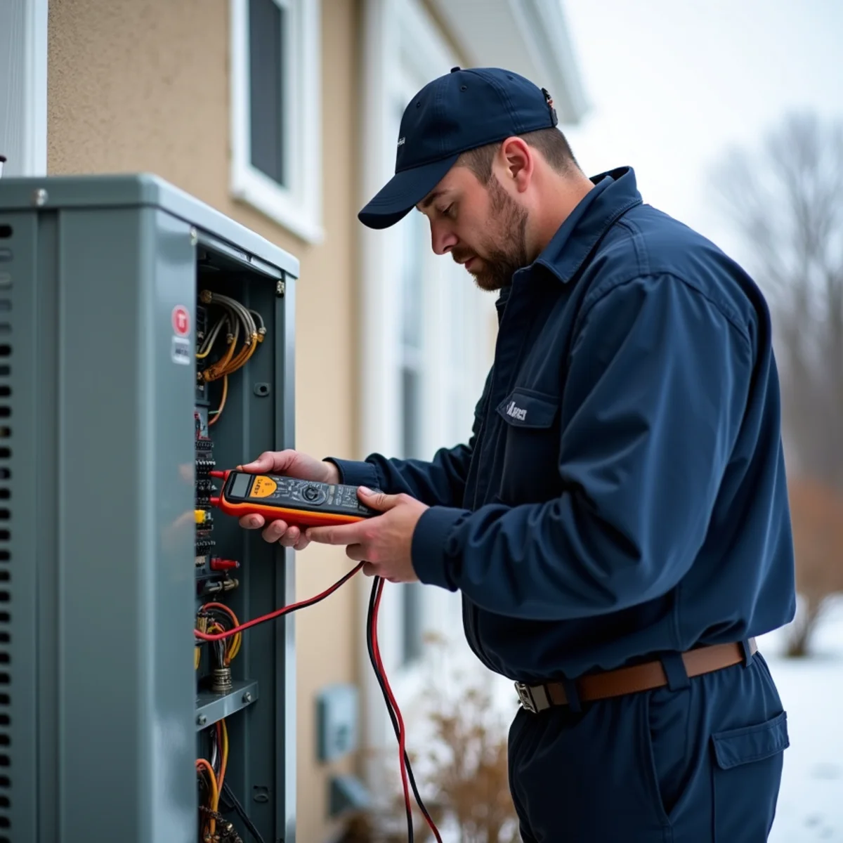 HVAC Carlisle PA technician working on an HVAC system in Heatherlands, PA