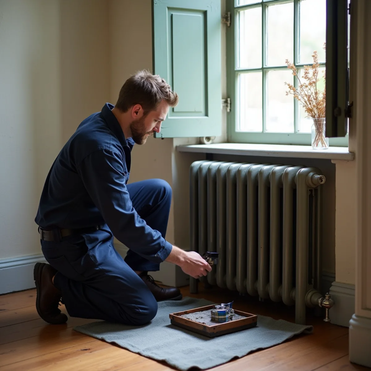 HVAC Carlisle PA technician working on an HVAC system in Carlisle Historic District, PA