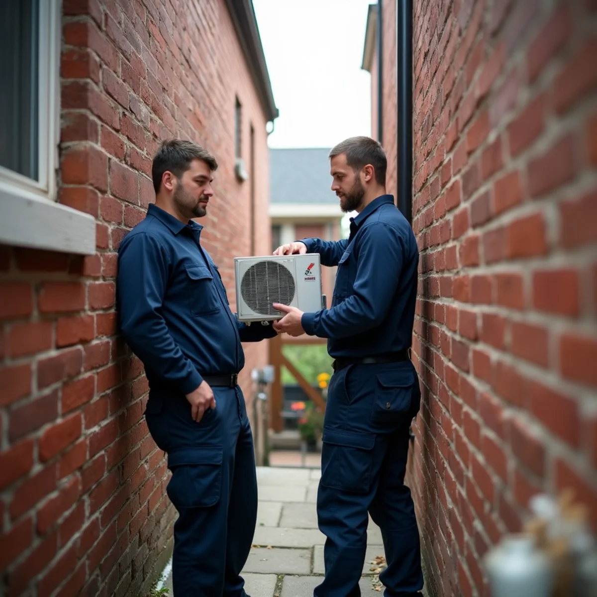 HVAC Carlisle PA technician working on an HVAC system in Old Town Row, PA