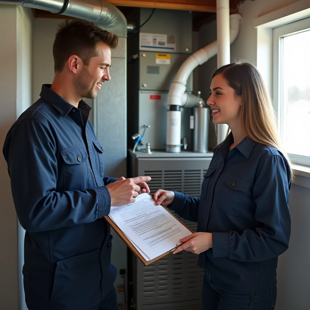 Furnace installation paperwork and commissioning readings handed to a Carlisle, PA homeowner
