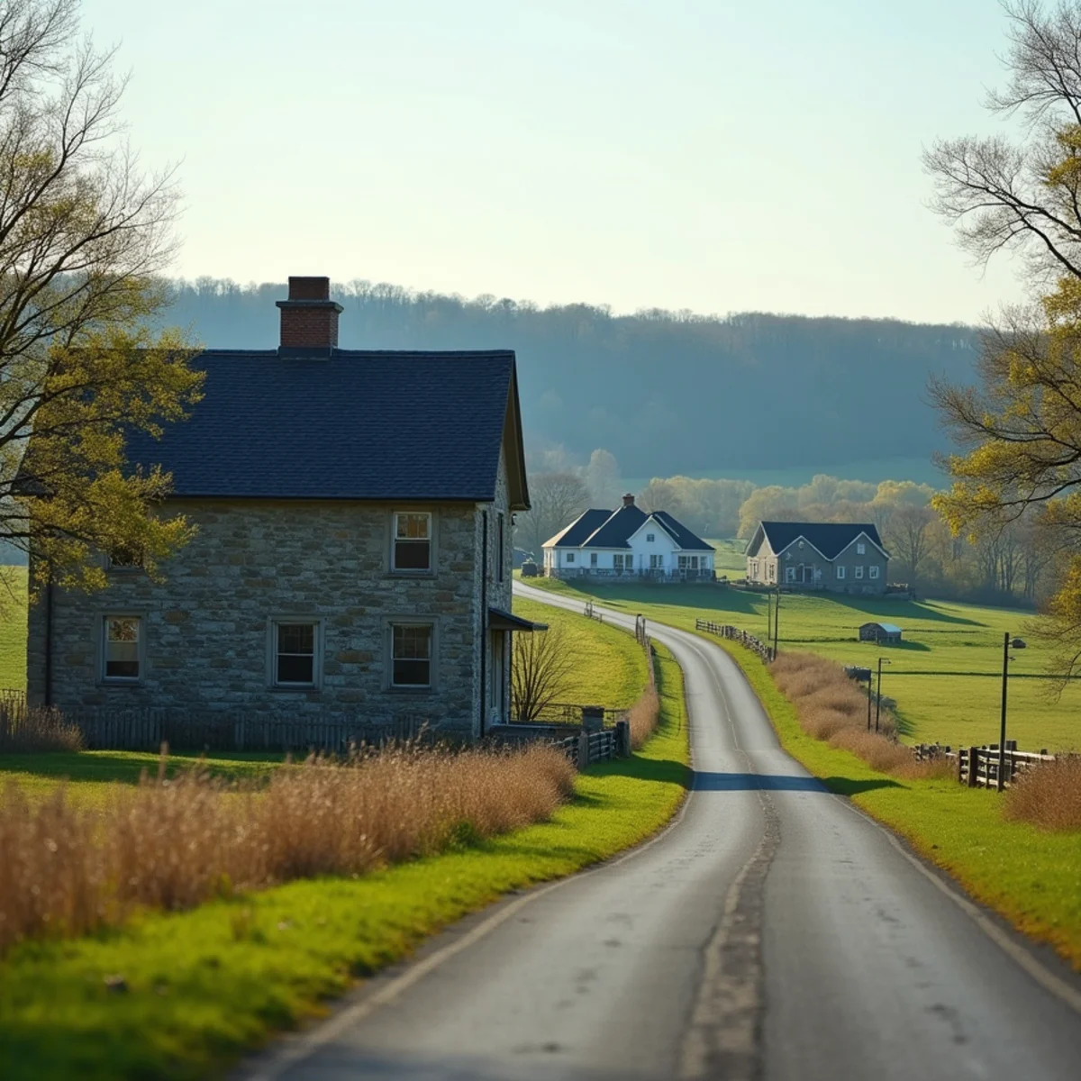 Stone farmhouses and modern subdivisions a mile apart in Dickinson Township, PA