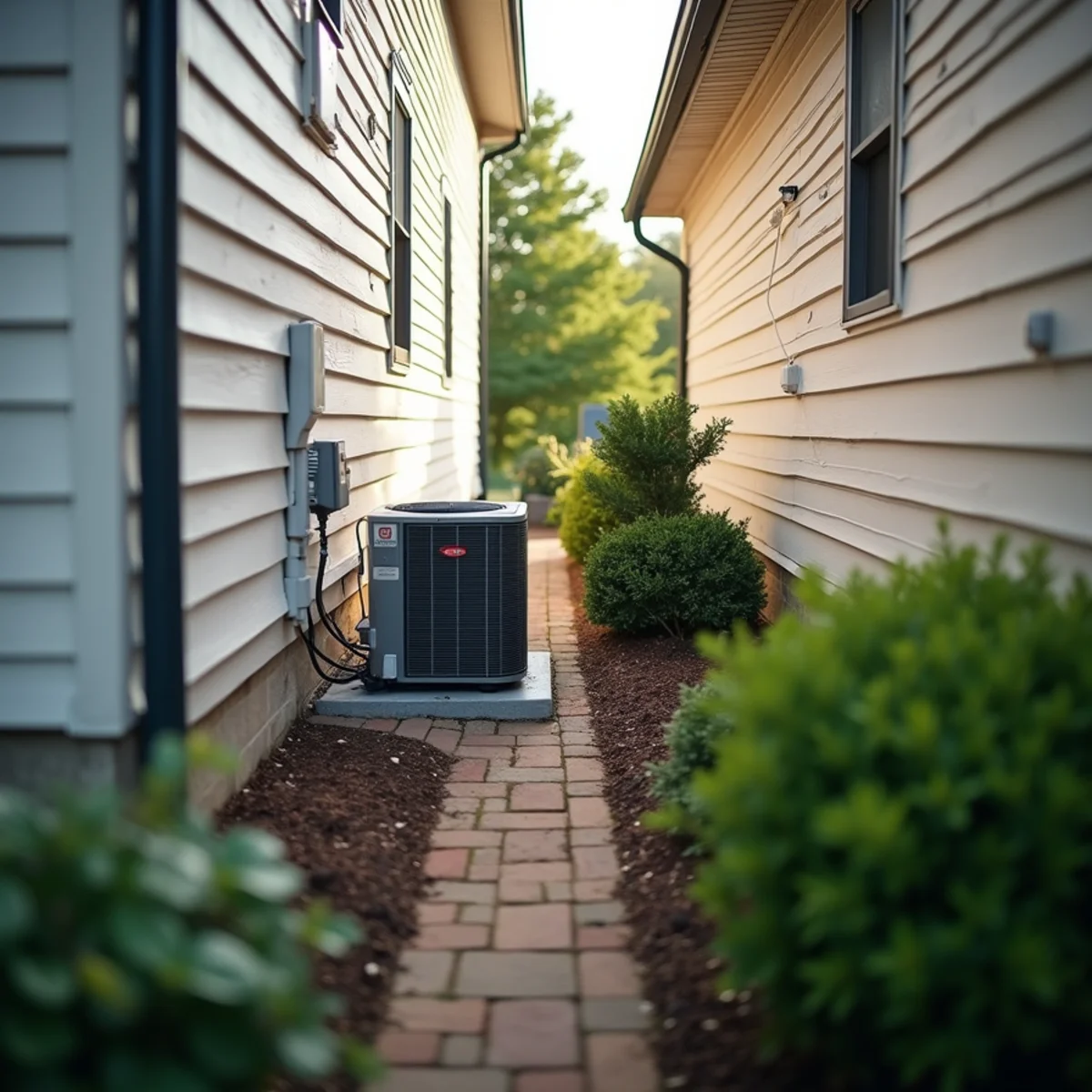 The very limited outdoor space available for HVAC equipment in Enola, PA