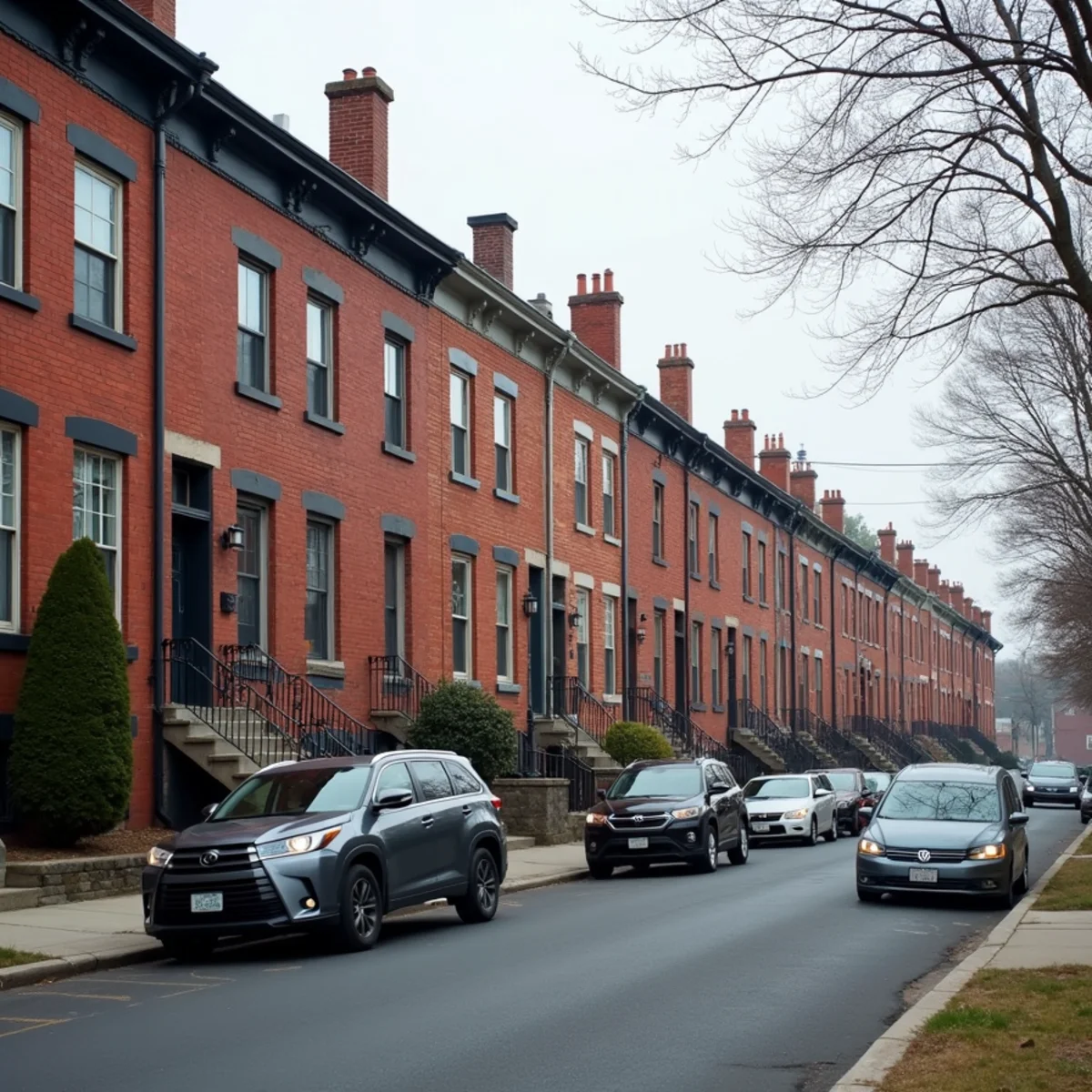 Dense brick rowhome blocks with hydronic heat in Harrisburg, PA