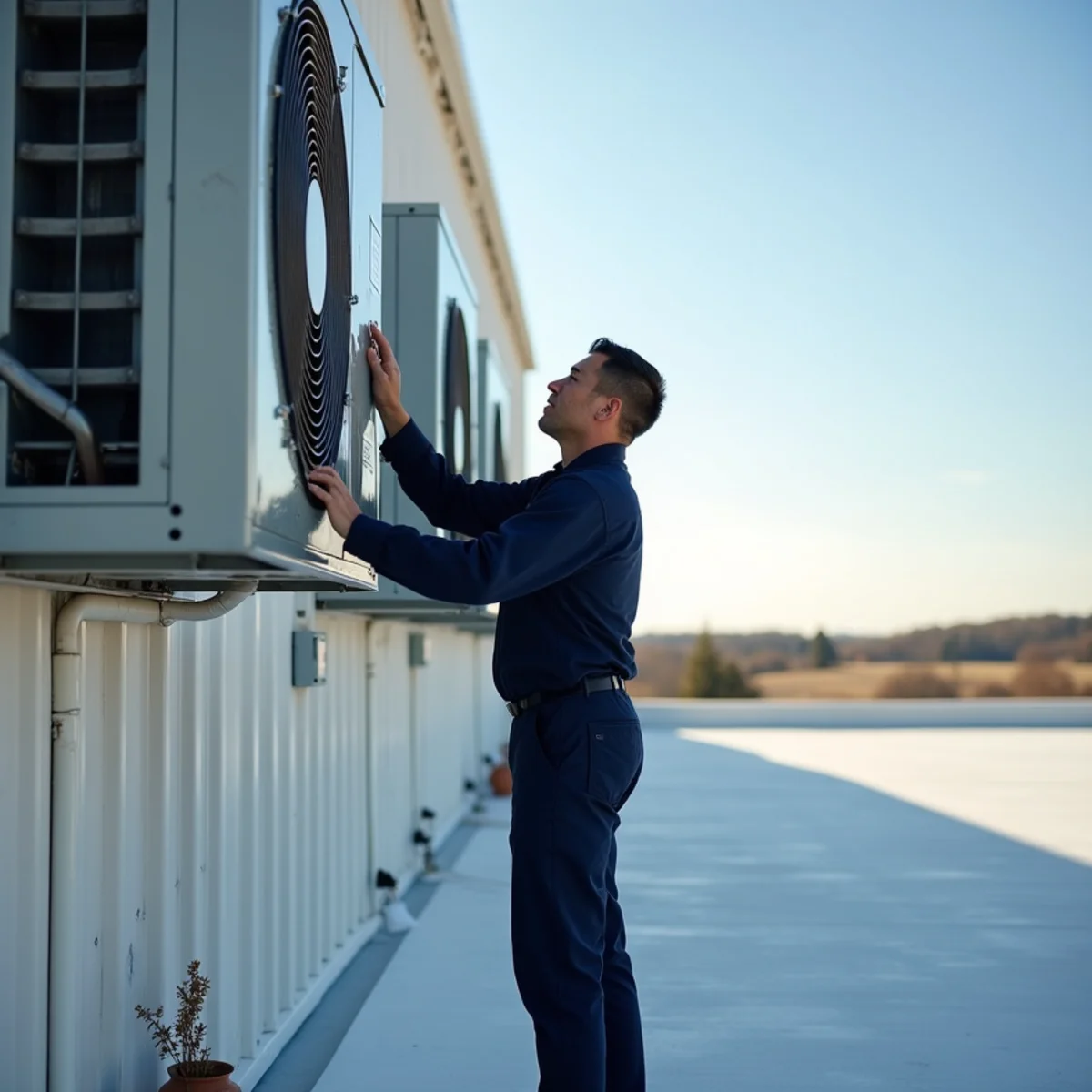 HVAC Carlisle PA technician working on an HVAC system in Middlesex Township, PA