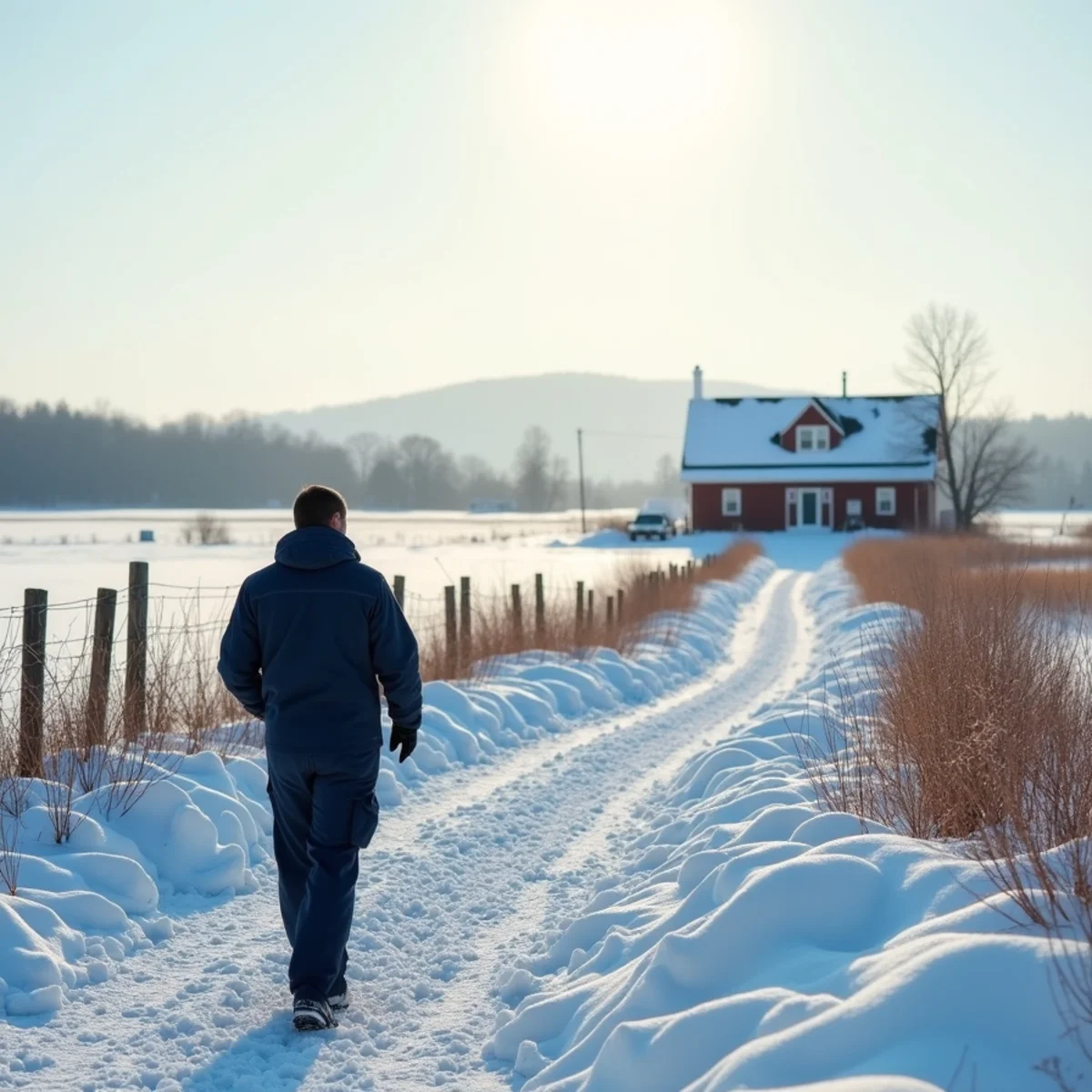 Exposed open farm country around Newburg, PA where winter wind drives heating demand