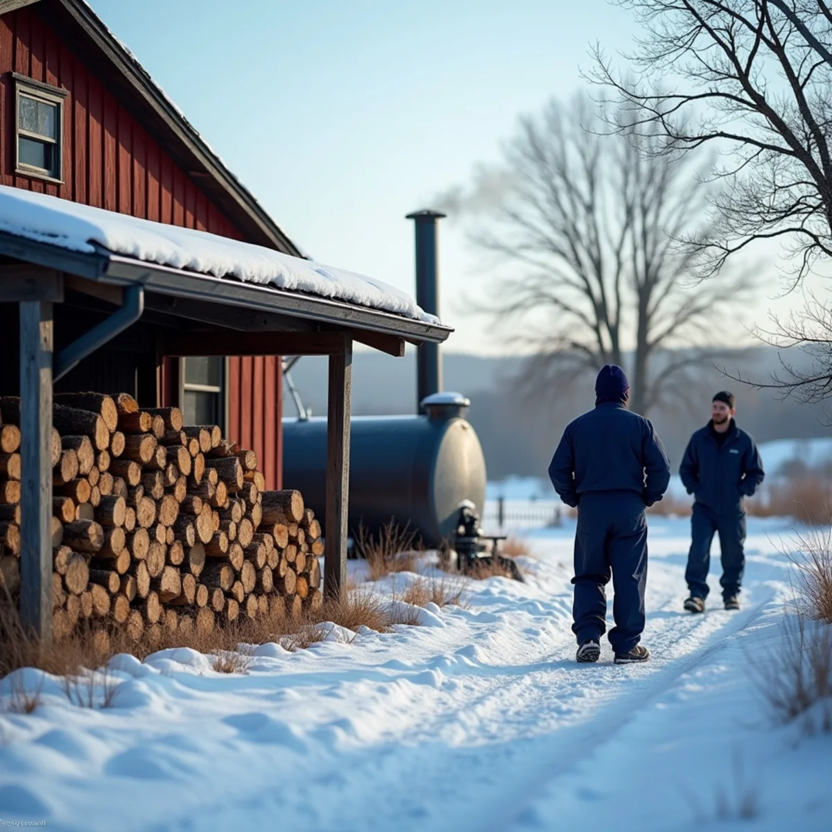 Wood heat alongside oil heat on the farms around Plainfield, PA