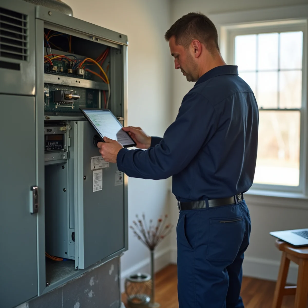 HVAC Carlisle PA technician working on an HVAC system in Silver Spring Township, PA