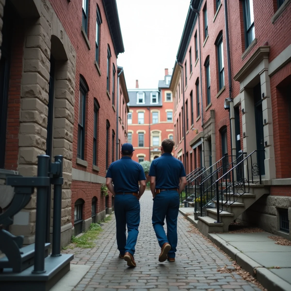 Industrial-era brick rowhomes with original hydronic heat in York, PA